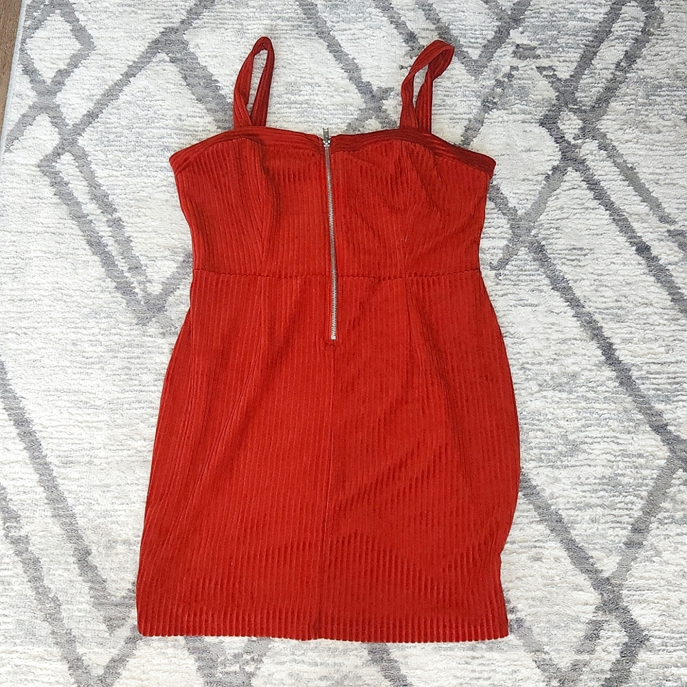 Ribbed front zipper mini dress